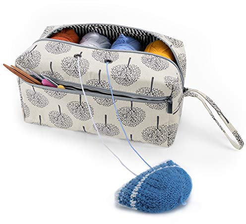 Luxja Tasche für Wolle, Handarbeitstasche Häkeln, Stricken tasche für Garn Stränge, Häkelnadeln, Stricknadeln (bis 10 Zoll) und Andere Kleines Zubehör