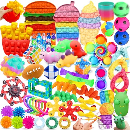 Paochocky Fidget Toys Set-59PCS Anti Stress Toys, Angst Relief Finger Toys, Stress-Angst Relief Spielzeug für Kinder und Erwachsene, Anti Stress Spielzeug Set für Kinder Geburtstagsfeier