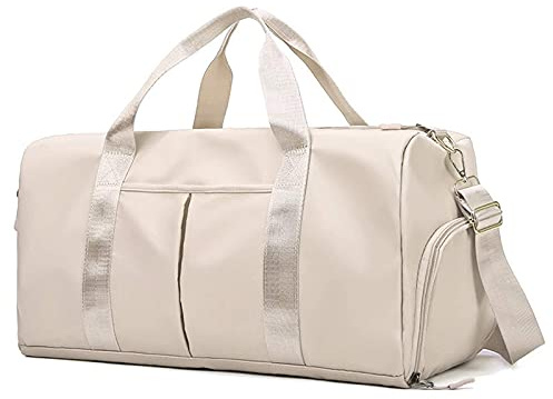 Konelia Resa duffelväska sport gym weekendväska med torr våt förvaringsficka och skofack lätt handbagage tygväska handväska yogaväska för män och kvinnor, Vitt, 20, Vintagestil