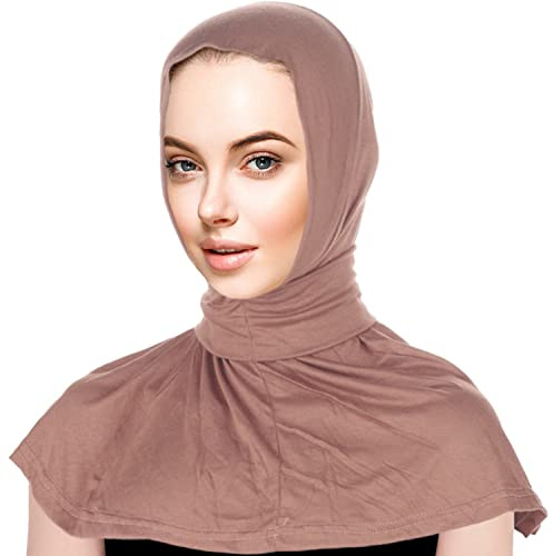YOFASEN Bufandas Hijab Mujeres - Transpirable Pañuelo Ajustable Sombrero Hijab Turbante con Hebilla Musulmana Bufanda Shawl Gorra, Marrón claro