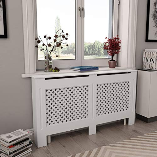 HOMIUSE Heizkörperabdeckung 152x19x81.5 cm Heizkörper Verkleidung Abdeckung Heizkörperverkleidung Modernes Wabenmuster Design Heizung Abdeckung Radiator Cover für Wohnzimmer Weiß MDF