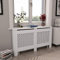 HOMIUSE Heizkörperabdeckung 152x19x81.5 cm Heizkörper Verkleidung Abdeckung Heizkörperverkleidung Modernes Wabenmuster Design Heizung Abdeckung Radiator Cover für Wohnzimmer Weiß MDF