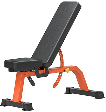 Cometofit Adjustable Bench, Professional Weight Bench, Incline Flat Decline Sit Up Bench,Dumbbell Stool (Black and Orange)