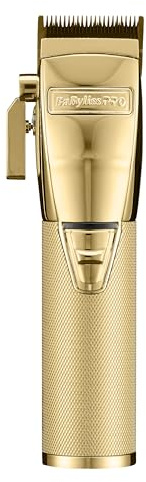 BaBylissPRO GOLDFX+ Professional Barber Cord/Cordless Hair Clippers for Men, All Metal, Lithium Battery with 3-Hour Runtime, Gold