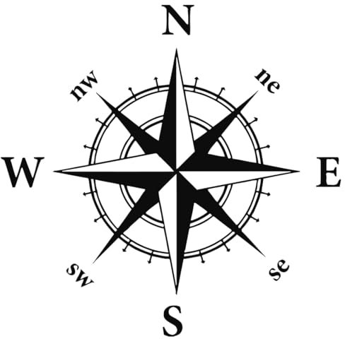 2 Pezzi 16 x 16 cm Adesivi Bussola Rosa dei Venti Auto Camper Decalcomanie Venti Trail off Road Sport Adventure per Auto o Moto Decorazione Nero