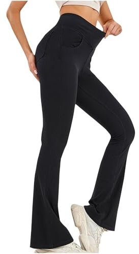 Flodxo Jeans for Women UK High Waist Tummy Control Denim Pants Ladies Skinny Jeggings Strectchy Slim Fit Flared Jeans Trendy Comfy Loungewear Bootcut Demin Trousers for Outdoor Black L