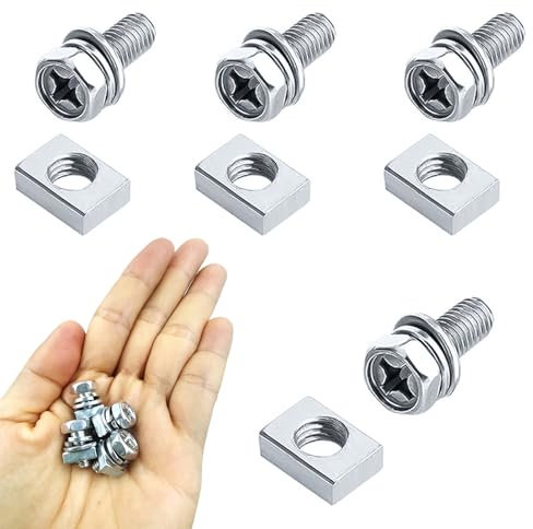 4 Pcs Juego de Tornillos y Tuercas - Tornillos de Cabeza Hexagonal, M6 Arandelas Metalicas y Tuercas Rectangulares - Tornillos con Tuerca Pernos Hexagonales M6x12mm Tornillos de Máquina para Bricolaje