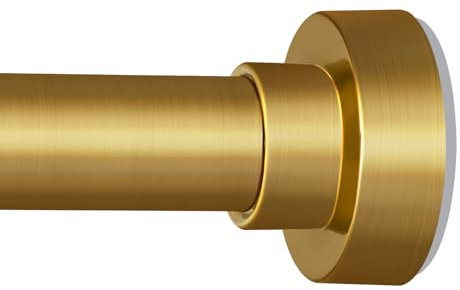 YNL Tension Curtain Rod 34-66 inches-Never Rust, Non-Slip, No Drill Adjustable Spring Tension Rod for Laundry Door Closet Small Window Stainless Steel, Brushed Gold