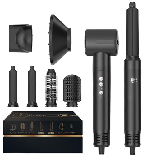 Hair Styler Set 7 In 1 Hairstyler, Airstyler mit 110000 U/Min Warmluftbürste, Rundbürstenföhn, Föhn mit Diffusor, Lockenstab, Thermal Brush, Glättbürste Für Alle Haartypen, Trocknen,Glätten, Locken