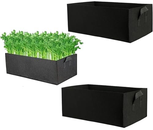 YUEcthynous Sac de Plante Rectangulaire,2 Pièces Pots de Plantation de Plantation Respirant Non Tissé Sac de Semis avec Poignée pour Plantes Fleurs et légumes-Noir