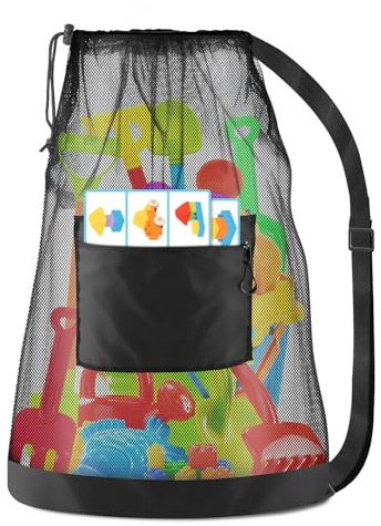 1PC Large Mesh Beach Bag Drawstring Toys Bag