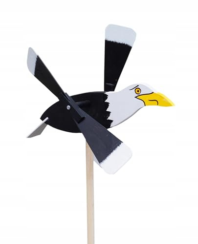 PEEWIT Mulino a vento in legno per giardino terrore da giardino repellente per animali a forma di aquila falco