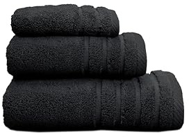 Sedalinne - Juego de Toallas de Baño Completo 500 Gr Liso - Toallas Baño Grandes y Pequeñas Rizo 100% Algodón - Pack (1 Tocador + 1 Lavabo+ 1 Ducha) - Alta Absorción - Toalla Algodon - Negro