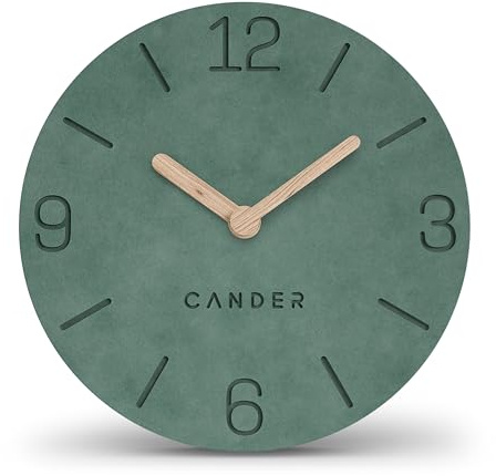 Cander Berlin MNU 2615 U Tischuhr lautlos ohne Ticken 15 cm analog batteriebetrieben Vintage grün schwarz MDF Holzzeiger