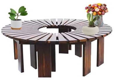 Banc d'arbre en Forme D'éventail,Forte Capacité De Charge,Siège Semi-Circulaire en Bois for Extérieur,for Pelouse (bancs Inclus Uniquement)