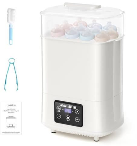 Sterilisator Babyflaschen 4-in-1 mit Trocknerfunktion,Große Kapazität flaschen Baby Sterilisator -Sterilisiert Trocknet & Heiz Speisenwärmer für 8-11 Fläschchen