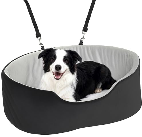 PawHut Siège Auto pour Chien avec Ceinture de sécurité et Fixation, siège de Voiture pour Chiens rembourré Confortable Portable jusqu'à 15kg, Panier Voiture pour Animal Coussin Amovible, Noir