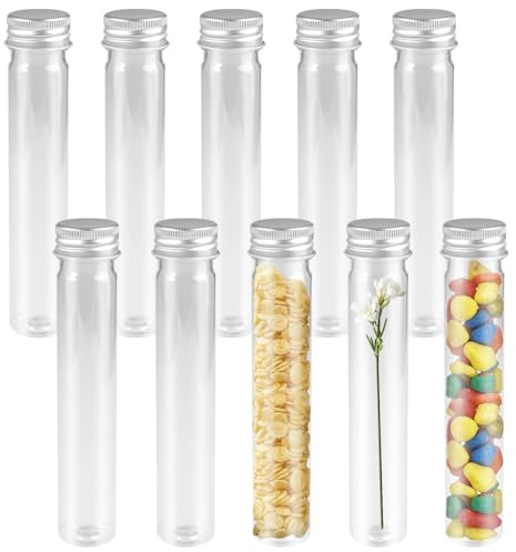 10 Piezas Tubos de Ensayo Plastico Transparente, 65ml