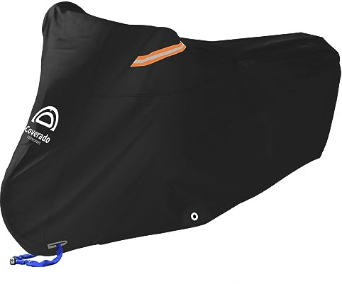 Motorcycle Cover Waterproof Outdoor 104 inches Length All Season Universal Protection, Coverado Scooter Covers with Inner Flame Retardant Fabric and Seam PU Tapes, Fit for Harley Davidsion Yamaha etc