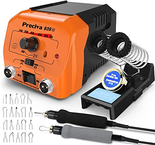 Kit Pirografia Legno,Preciva 40W 250-750℃ pirografo per legno professionale regolabile macchina pirografia Penna con 20pcs filo di saldatura,per legno,pelle e sughero (2)