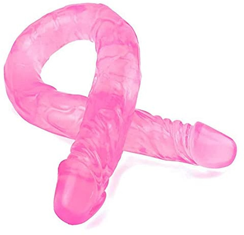 16 Inch Double Ended Silicone Dildo, Double Ended Dildo Sex Toy for Couples, Realistic Curved Dildo Sex Toy Pink
