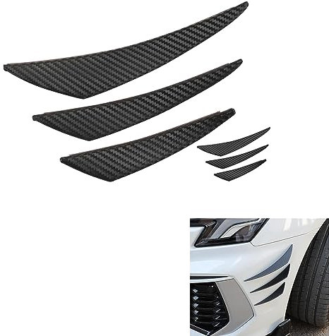 WeFoonLo Universal Car Spoiler Canards Kit Front Bumper Lip Splitter, 6pcs Car Exterior Soft Fins Auto Body Anti Collision Strip Decal Sticker (Carbon Fiber)