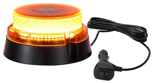 I LITTON Amber Beacon Strobe Light, 16 Modes, 48-LED Magnetic Flashing Emergency Warning Strobe Light, 12/24V Caution Light 360 Rotating Car Roof Beacon Light for Forklift Snow Plow Truck Golf Cart