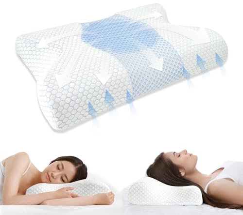 Gute Nackenkissen Kopfkissen,Höhenverstellbar Memory Foam Kissen,Ergonomisches Schlafkissen für den NackenKopfkisse,Nackenstützkissen für Rücken,Seite und Bauch Seitenschläfer 58 * 35 * 9