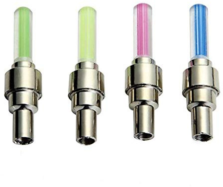 Pineeseatile 4pcs Luce LED Flash per Ruote Bicicletta, LED, 47g, Cilindrica, Alluminio, Batteria