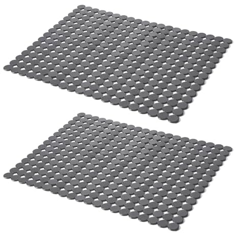 VALINK Lot de 2 tapis d'évier de cuisine, tapis d'évier antidérapants en PVC, tapis d'égouttage découpable sur mesure, protection d'évier réglable pour fond d'évier de cuisine – 40 x 30 cm, noir