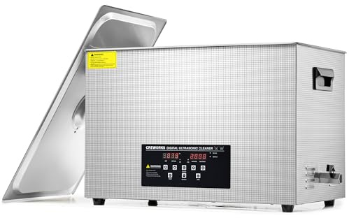CREWORKS 30L Digital Ultrasonic Cleaner, Ultrasonic Cleaning Machine with Degas & Gentle Modes, Professional Ultrasound Cleaner with 600W Heater for Auto Parts
