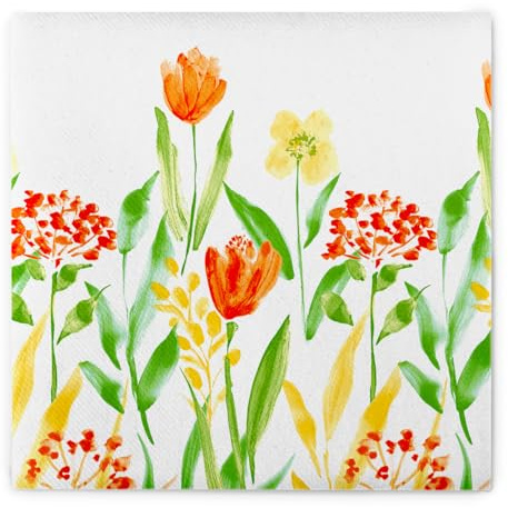 Mank Airlaid Serviette Selma Frühling 40 x 40 cm, 50 Stück – frühlingshafte Tischdekoration in Gelb, Orange, Lime & Kiwi, Perfekte Servietten für Sommer & Frühling