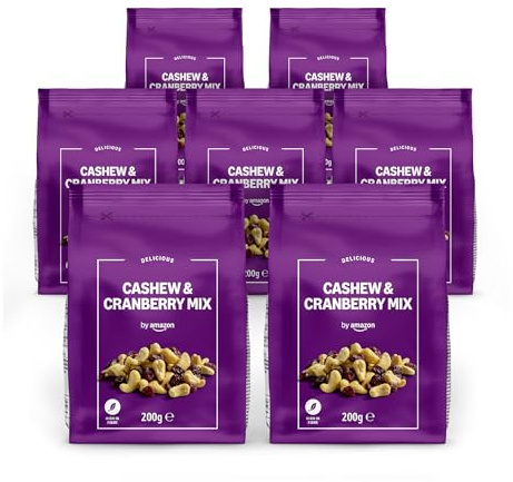 by Amazon Mezcla de Anacardos y Arándanos Rojos - 200g, Paquete de 7