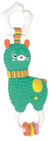 Clementoni Baby Happy Alpaca, nyfödd skallra i 3+ månader, spel för första barndomen, elektronisk sonaglin för att stimulera multisensorisk utveckling och manualitet, med hängande ring, 17505