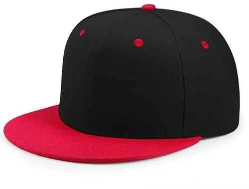 WULIQIUQIU Unisex Snapback Hat Hip Hop Style Baseball Cap Classic Flat Bill Hats for Men Women Red