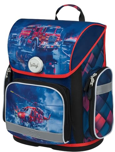 Baagl Schulranzen Jungen Mädchen für 1. Klasse, Ergo Schultasche Grundschule, Leichter Kinder Ranzen Tornister Schulrucksack mit Brustgurt (Lebensretter)