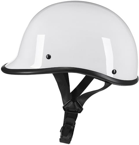 Retro Half Shell Motorcycle Helmet Lightweight Open Face Half Helmet Vintage Skull Cap German Style Helmet for Men and Women Adults DOT Approved Scooter Moped Cruiser Chopper V Helmet(C,X-Large)