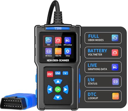 Journeyside OBDII Diagnostico, T200 Scanner Diagnosi Auto, Strumento di Scansione Diagnostica per Lettura Codici Guasto Motore Dell'auto a Benzina,Veicoli a Benzina Compatibili con Protocollo OBDII
