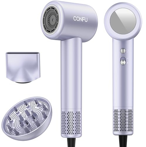 CONFU Haartrockner, 200 Million Negativ Ionen Föhn mit Diffusor,1500W 110000 RPM Hochgeschwindigkeits Haartrockner, Leicht Lärm Magnetischer Diffusor und Konzentrator, für Hause und Salon Reise föhn