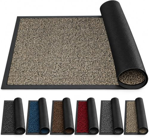 LENAK Door Mats - Entrance Mat Barrier Hallway Runner Kitchen Rug, Non-Slip Dirt Trapper Rubber Back Washable Floor Mat, Dust Grabbing Indoor Outdoor Doormats (Brown, 120x180cm)