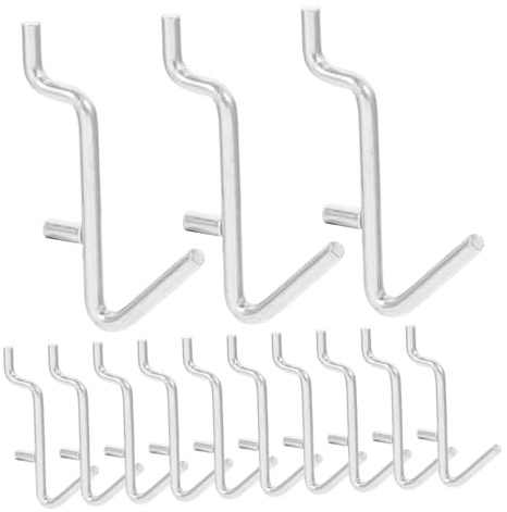 HOUDERCO Ganci Per Pannelli Forati in Metallo 20 Pezzi, Supporto Resistente Per Utensili e Chiavi, Accessori Per Organizzazione Pannelli Forati Da Parete, Multiuso Per Officina e Casa