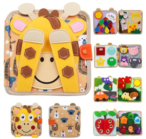 Tbintul Busy Board Montessori Libro Interattivo 1 Anno, Libro in Tessuto per Bambini, Montessori Silenzioso Libros con, Giocattolo a Partire da 2 3 4 5 6 Anni, Regalo per Ragazzi e Ragazze