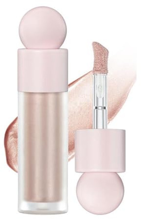 Radiant Liquid Highlighter & Blush Stick – Long-lasting Cream Contour & Jelly Glow Makeup for Face, Cheeks, Eyes & Body – Buildable Shimmer with Glow Drops for Natural Dewy Finish (Rose Gold)