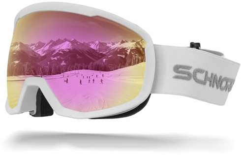 SCHNORR Kinder Skibrille Kidsi Go Pink S3 | Full REVO verspiegelt, Anti-Fog, UV400 Skibrille Kinder,Ski Snowboard Brille Brillenträger für Junior Jungen Mädchen Anti-UV Anti-Fog