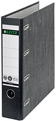 Leitz Standard-Doppelordner mit zwei Mechaniken, Wolkenmarmor-Papier, 100 % recycelter Karton, Schwarz, 10920000
