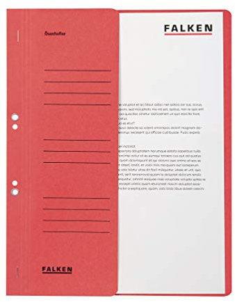 Original Falken 50er Pack Ösenhefter. Made in Germany. Aus Recycling-Karton mit halbem Vorderdeckel und Behördenheftung für DIN A4 rot Hefter Sammelmappe Blauer Engel