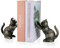Tolida Decorative Cast Iron Bookends, Heavy Duty Book Ends, Creative Cats Style Bookends to Hold Books Stopper for Heavy Books for Bookshelves, Office Desk, etc. (Retro Black Gold, Cat)