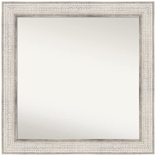 Amanti Art Silver Bathroom Mirror for Over Sink, 32x32 Trellis Silver Square Vanity Mirror, Large Traditional Wood Frame, Hangs Horizonally and Vertically, Bathroom Wall Decor, Non-Beveled Edge