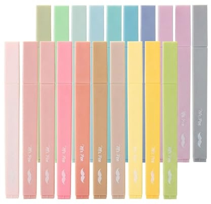 Mr. Pen- Aesthetic Highlighters No Bleed, 20 Pack, Pastel Colors, Chisel Tip, Cute Highlighters Assorted Colors for Journaling, Highlighting, Underlining, Fast Dry, Back to School Supplies