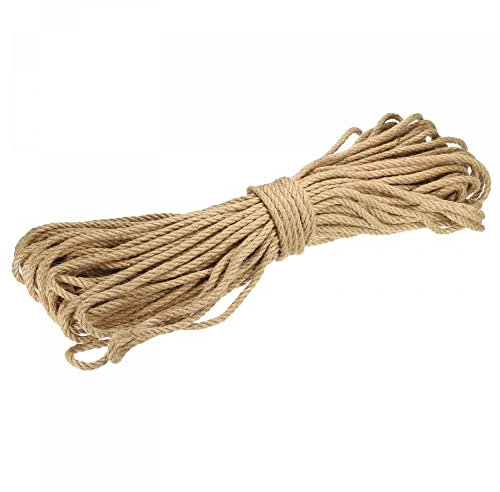 sourcing map Yute Cordel 8mm, 164 Pies Largo Marrón Cordel Cuerda para Artesanías, Regalo Envoltura, Embalaje, Jardinería, y Bodas Decoración